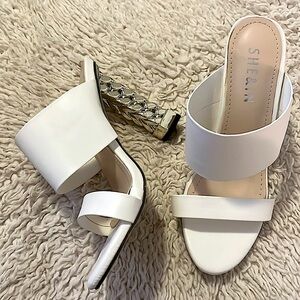 Faux Chain Block Heels